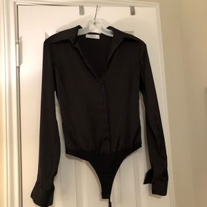 Black thong bodysuit